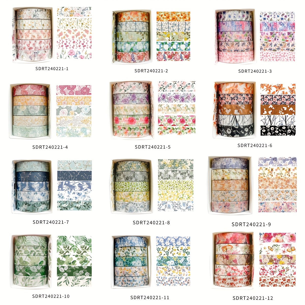 

5pcs Botanical Series Washi Tape Set - High-quality, Peelable Paper Tape With Floral & Nature Patterns For Journals, Planners, Scrapbooking & Party Decorations, Floral Tape