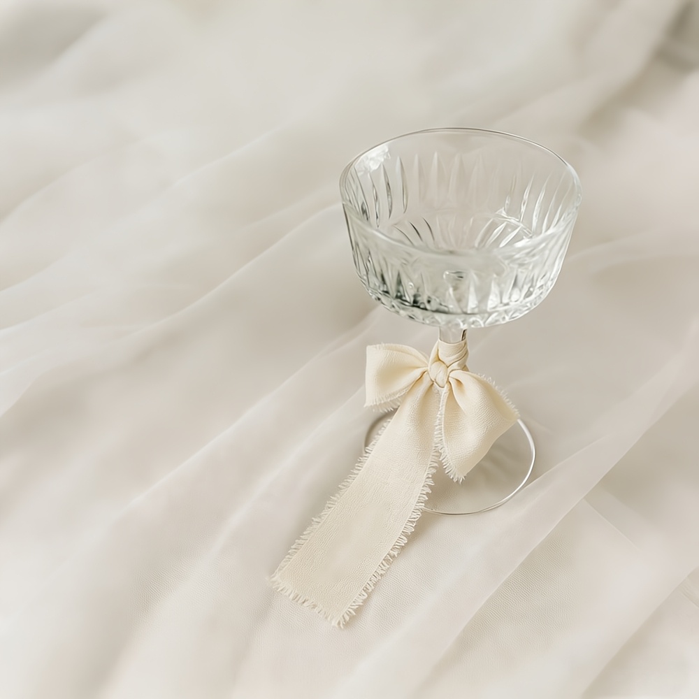 TEMU Custom Bow Ribbons, Personalized Highball Glass Ribbons, Party Champagne Glass Ribbons, Chiffon Ribbon Name Tags, Name Cards, Wedding Favors,