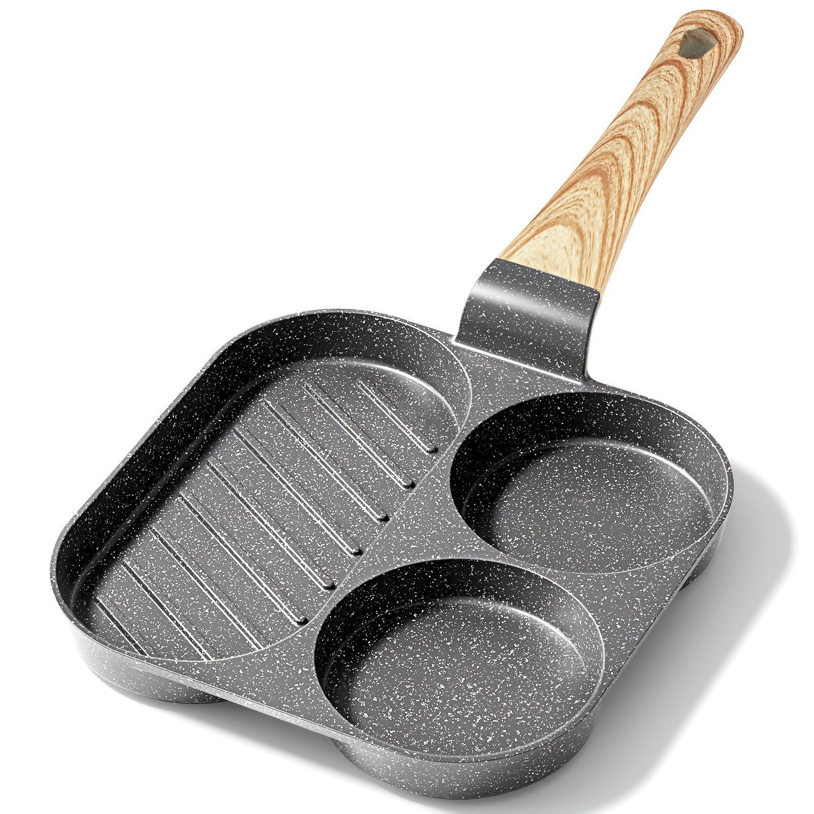 Gipp 3-hole Fried Egg Pan With Coating & Granite Suitable For Stoves, /pfos-free Omelette Pan, Pfos-free Suitable For Breakfast, Eggs, Sausage, Bacon, Compatible For (no Residue)