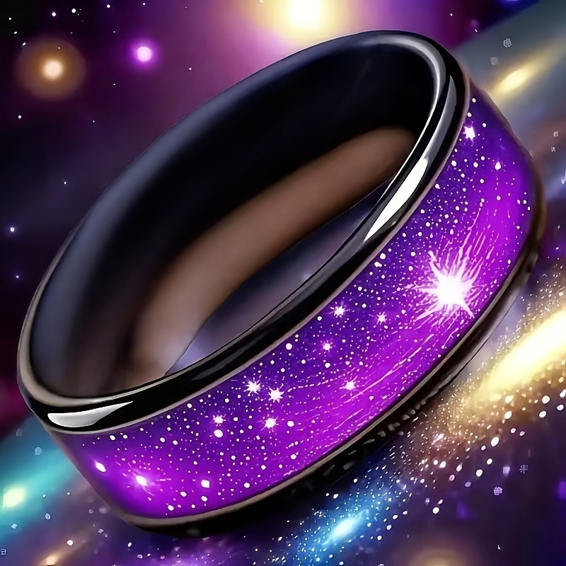 Starry Sky Meteorite Glitter Ring with Deep Purple-Blue Gradient