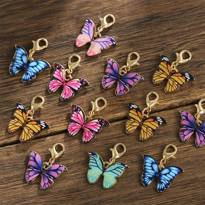 

10pcs Vibrant Enamel Keychains - Alloy With Lobster Clasp, Diy Pendant Accessories For Jewelry & Crafts