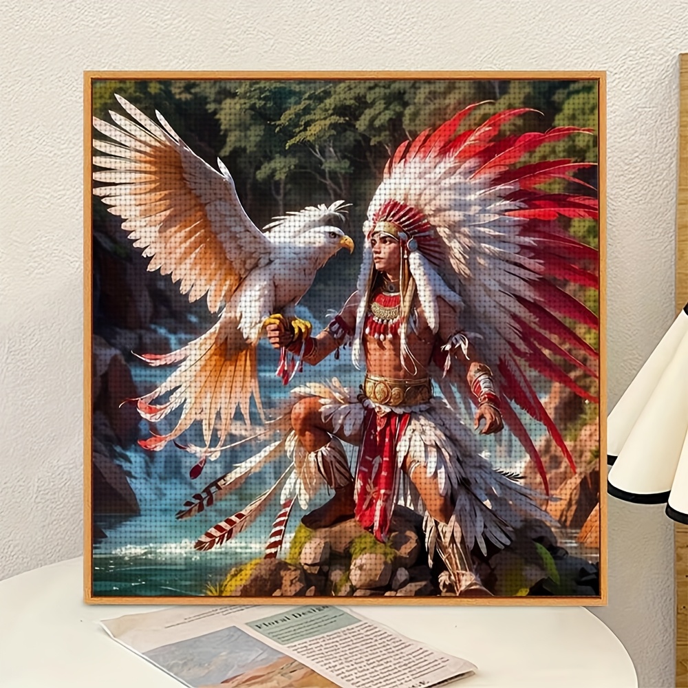 Complete DIY Cross Stitch Kit - Warrior with Eagle Design