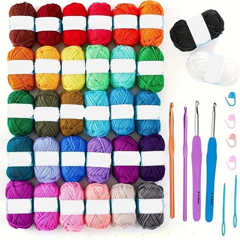 70/43pcs 52 Count Acrylic Yarn, Size 1820, 52 Colors, 4 Crochet Hooks, 2 Knitting Needles, 11 Needle Labels, 1 Bag, Suitable For Crochet Knitting, Gifts For Beginners And Adults (colors Of Are Random)