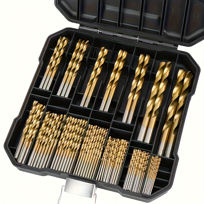 

Shawnice 99pcs High Speed Steel Drill Bit Set, Titanium Coated Hss Bits, 135 Degree Tip, Round Shank For Wood Plastic Aluminum Alloy Drilling With Storage Case