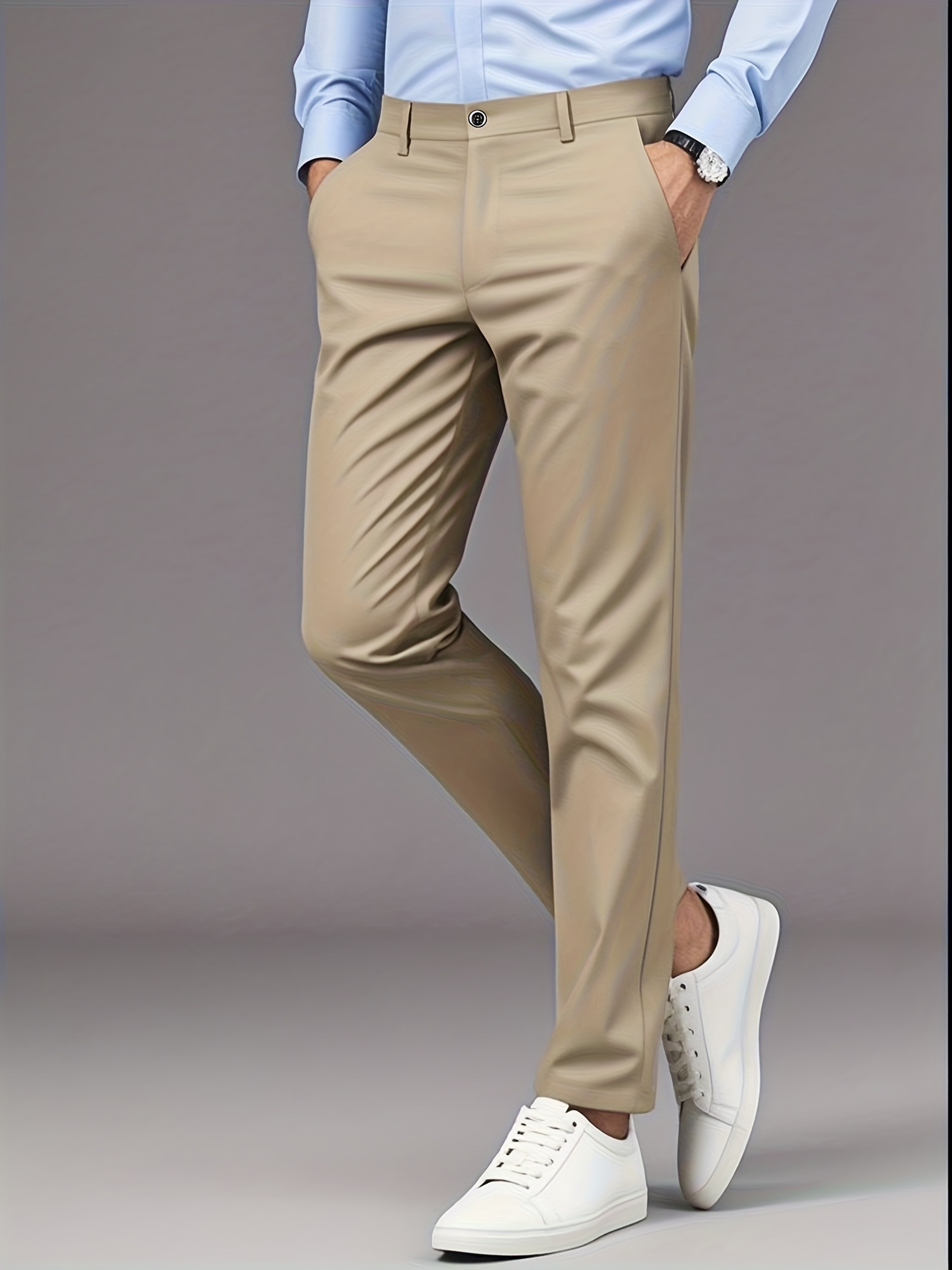 mens professional business trousers stretch wrinkle resistant and iron free formal casual loose straight leg suit pants versatile for office workers ideal gift for work wear Product details 14