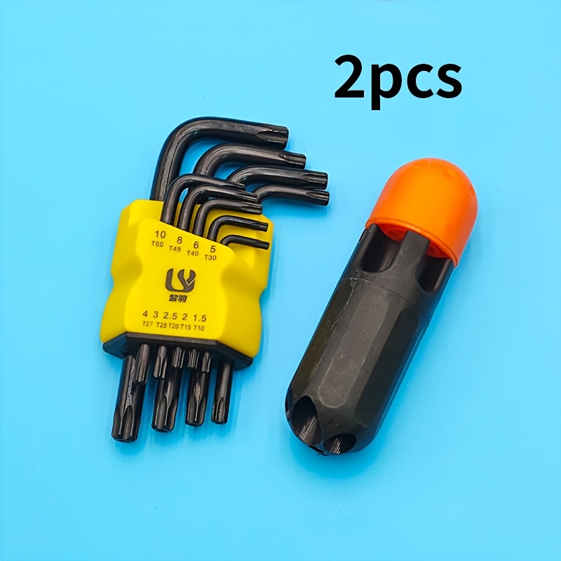 TEMU 2pcs Set: 9pcs Hex Key Wrench Set With Extension Bar, L-shaped Wrench Set With Storage Rack, Suitable For Bicycle Repair, Furniture Assembly,
