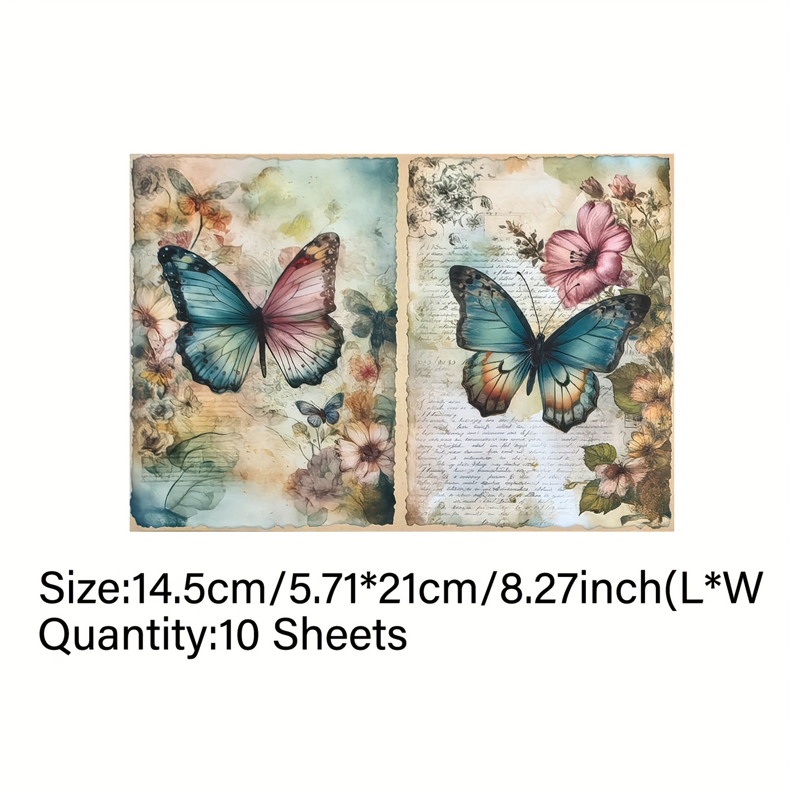 Vigus 10 Sheets Floral Design Junk Journal Diary A5 Size Craft Paper