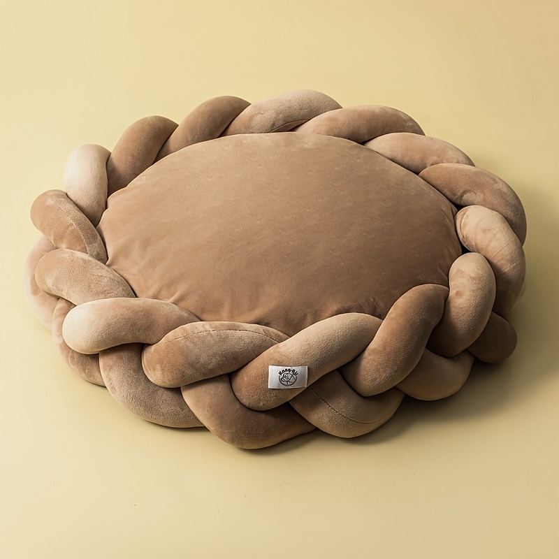 soft cozy hand knitted dog bed round warm polyester fiber machine washable detachable cover for small dogs pet bed   bed detachable cover bed Product details 2