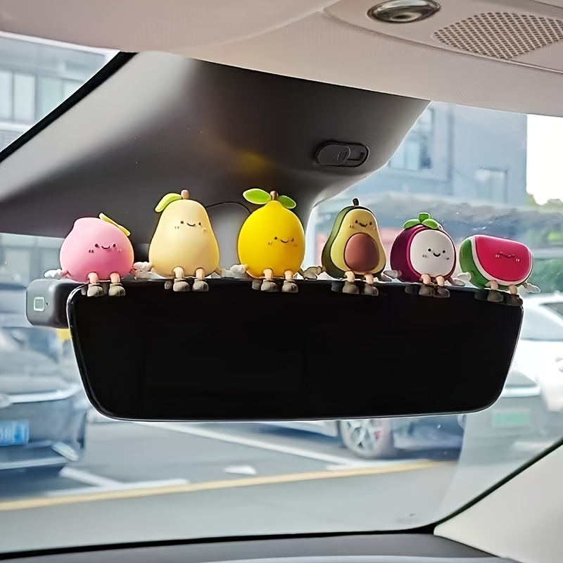 TEMU 6pcs Cute Fruit Series Car Screen Doll Ornaments: Stress- Car Accessories, Fun Car Screen Top Decorations, Creative Car Interior Gifts, Desktop