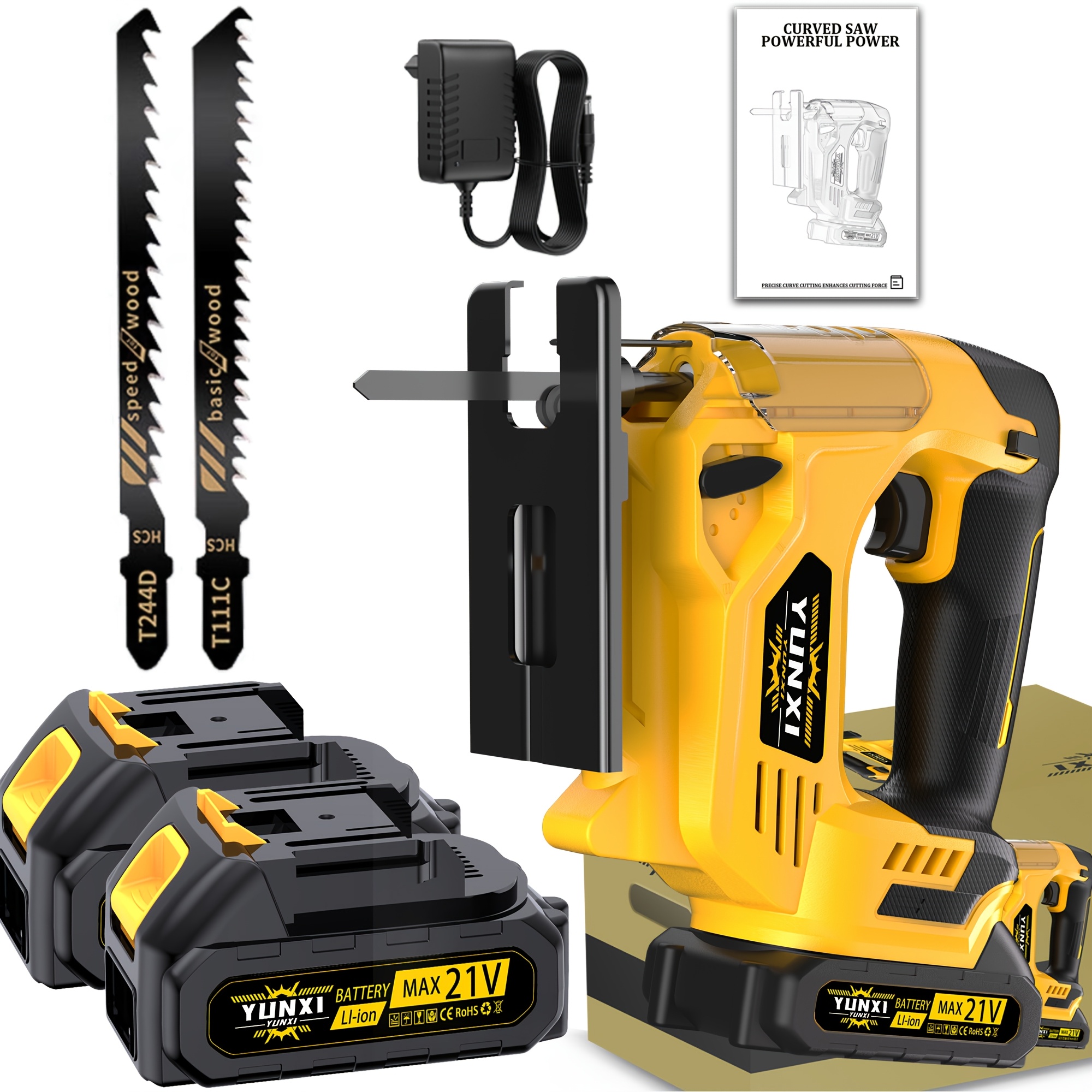 2026 New Lithium Battery Curve Saw With Led Work Light, Of Cutting , , And 0 ° -45 ° Cuts, Equipped With Lithium Battery And Fast Charger, Suitable For Professional And Applications, Optional
