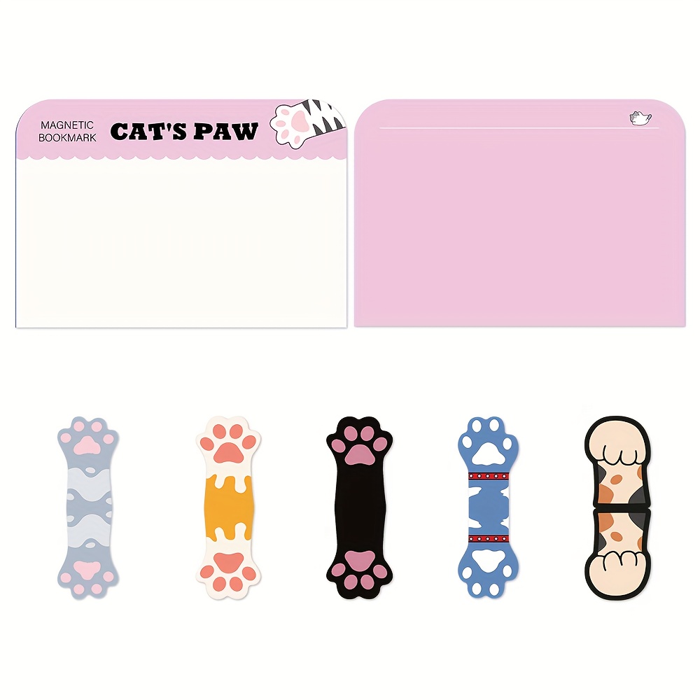 TEMU Juego de 5 marcapáginas magnéticos con diseños de patas de gato, perfectos para marcar páginas en tus libros . y originales artículos de