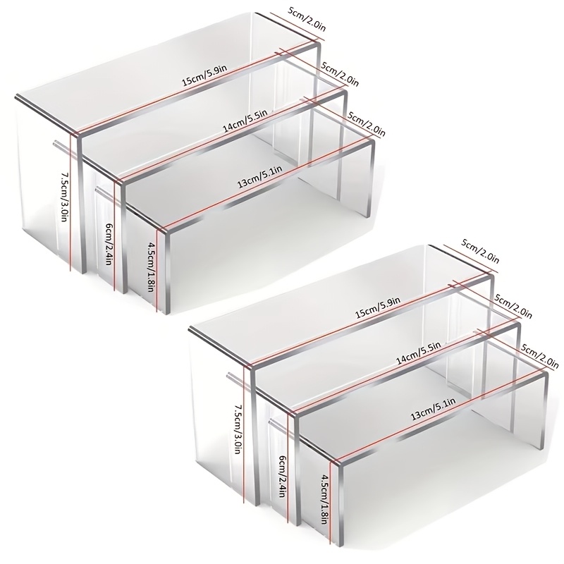 Image of 405, Large Acrylic Display Risers, 1/2 Sets Clear Rectangular Showcase Collectibles Display Shelf, Retail Desktop Risers Display Stand For Organize And Decoration