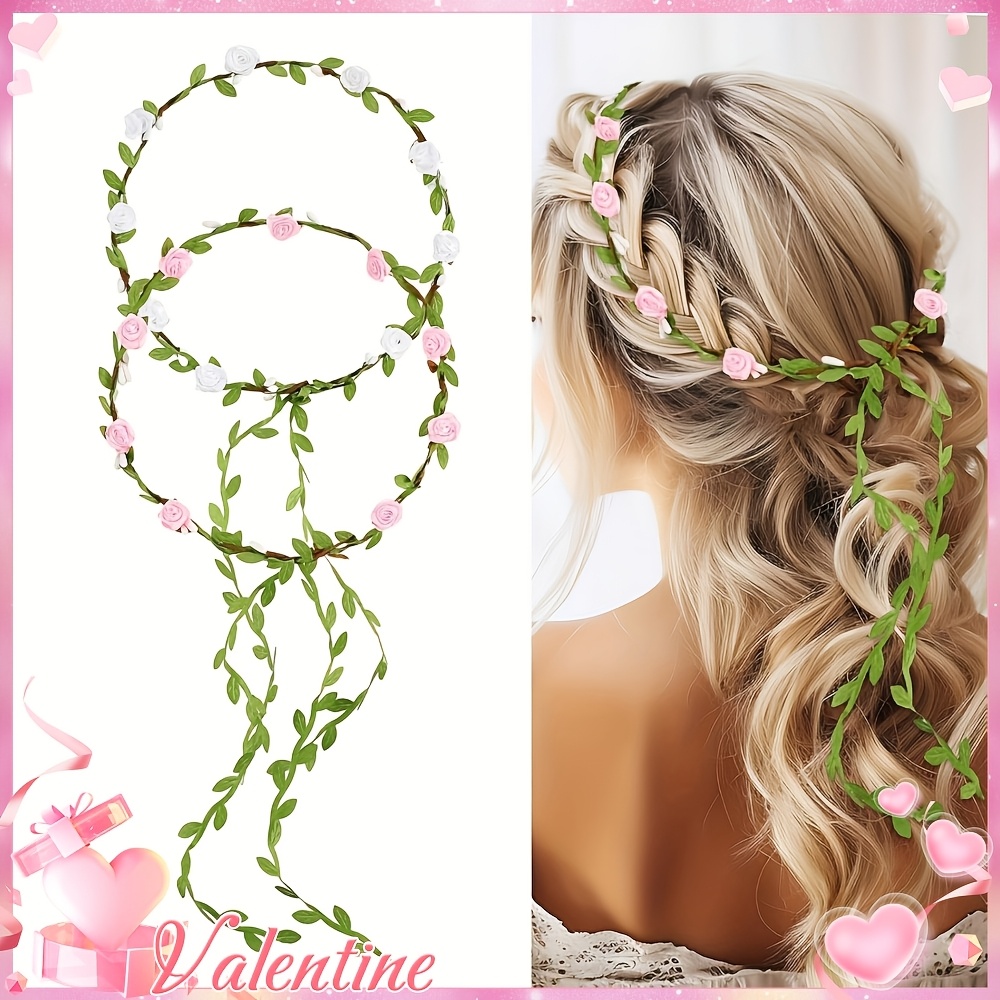 Handmade Rose Leaf Bridal Crown Floral Wedding Headpiece