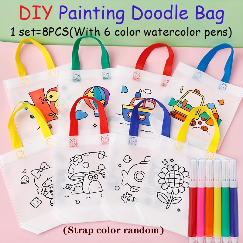 

Handmade Diy Painting Graffiti Bag Gift Cartoon Non-woven Fabric Painting Coloring Handbag