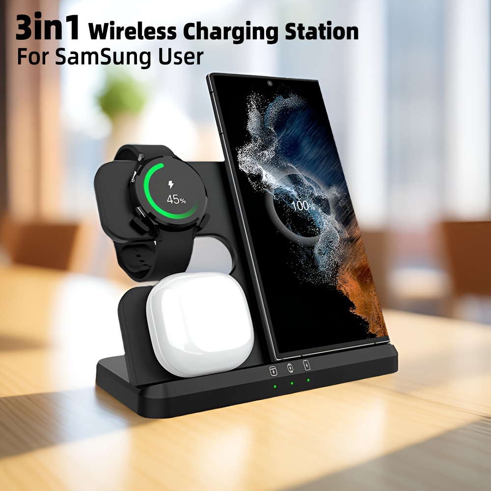 

quickboost" 3-in-1 Fast Wireless Charging Station For Samsung Galaxy S24 Ultra/s23 Ultra, Z Flip 5/fold 5, Buds & /5 Pro/4 - Usb Powered