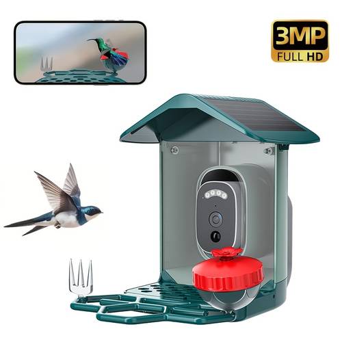 item picture outdoor bird feeder with camera recognition 1296p automatic video capture and pir motion detection infrared two way voice ipx6 bird house gift for bird lovers green