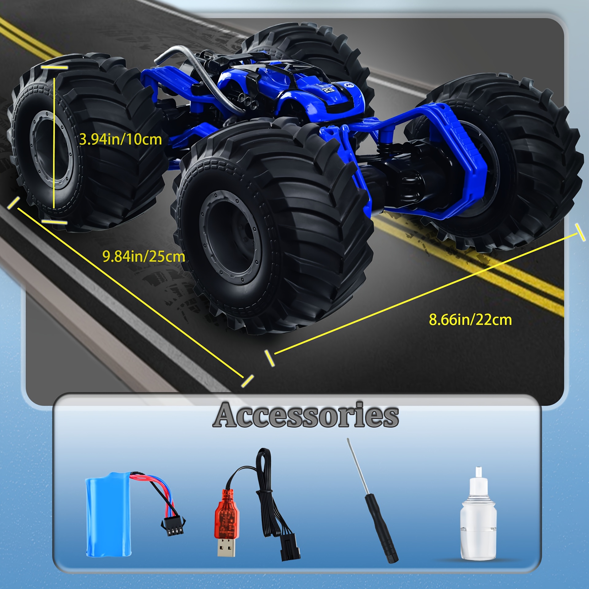 Stunt RC Car For 4-7 8-12 Years Old Boys, 40 Kilometers Per Hour All Terrain RC Truck, 360 Degree Rotation, Spray, Truck Toy Birthday, Christmas, Halloween Gift For 4-12 Years Old Boys