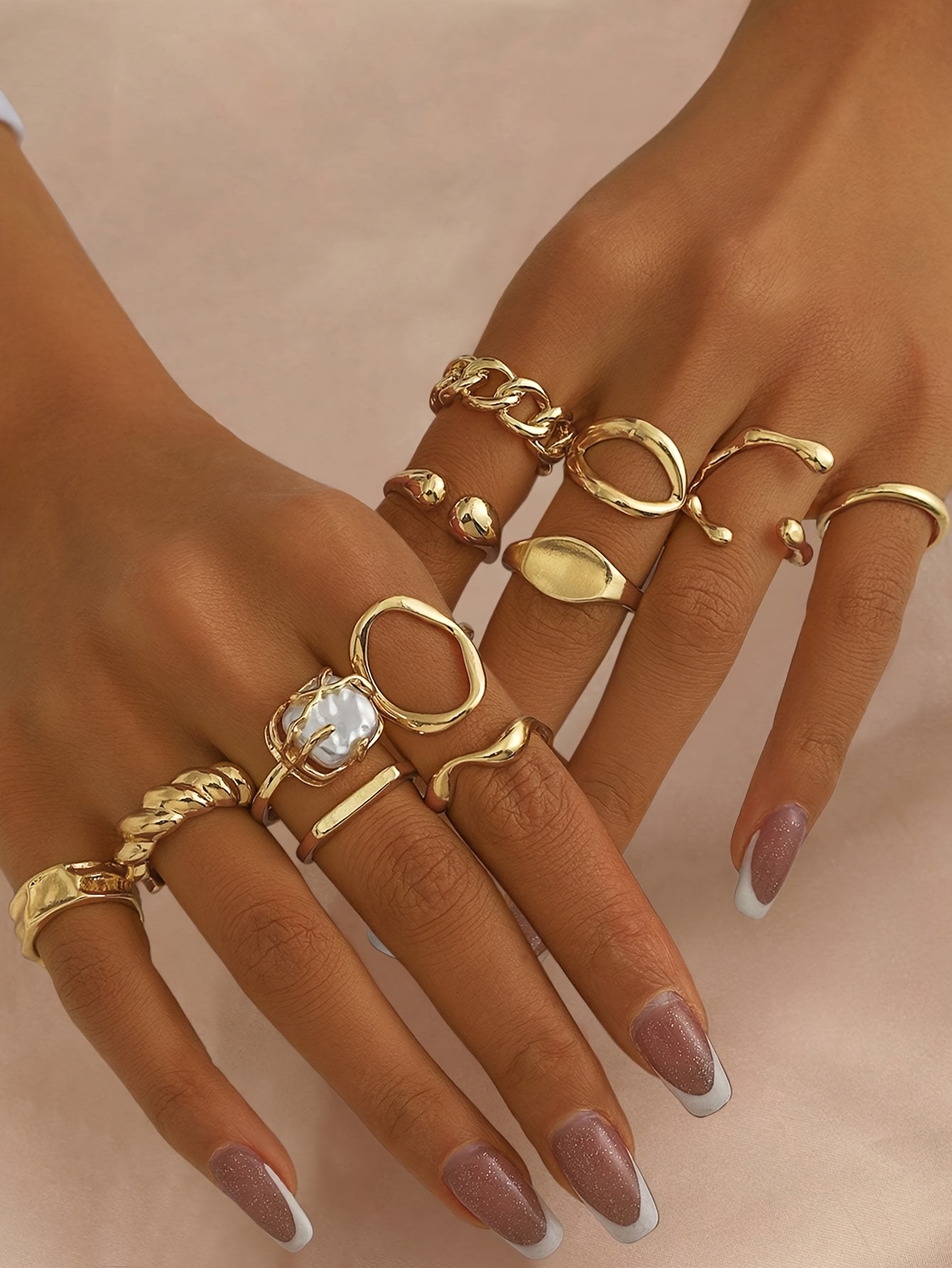 12pcs womens fashion ring set retro geometric rings unique Temu