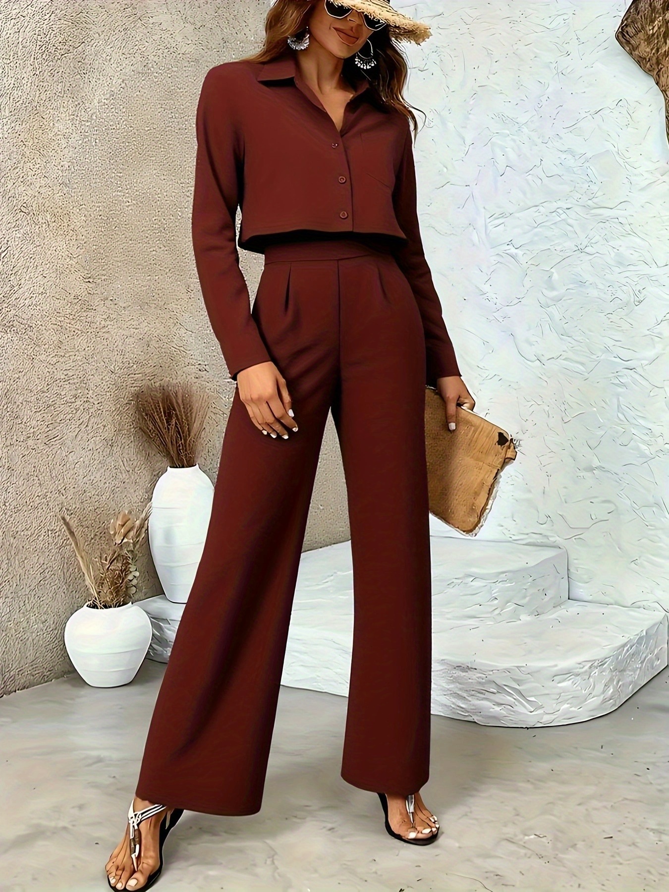 spring summer satin chiffon fashion ladies suit Temu