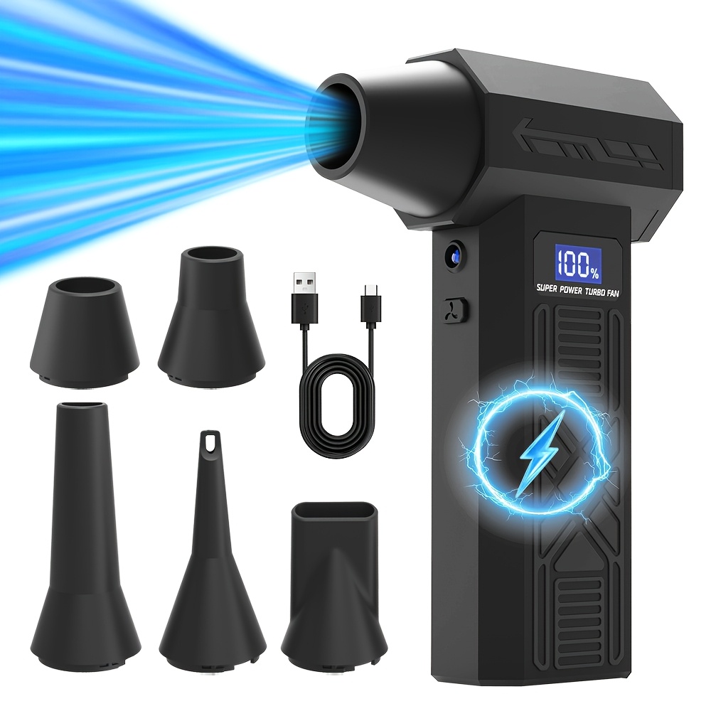 compressed air duster turbo fan 130000 rpm rechargeable battery 4 adjustable   high pressure air gun for automotive cleaning cordless air blower keyboard cleaning tools   car cleaning computers keyboard outdoor p80