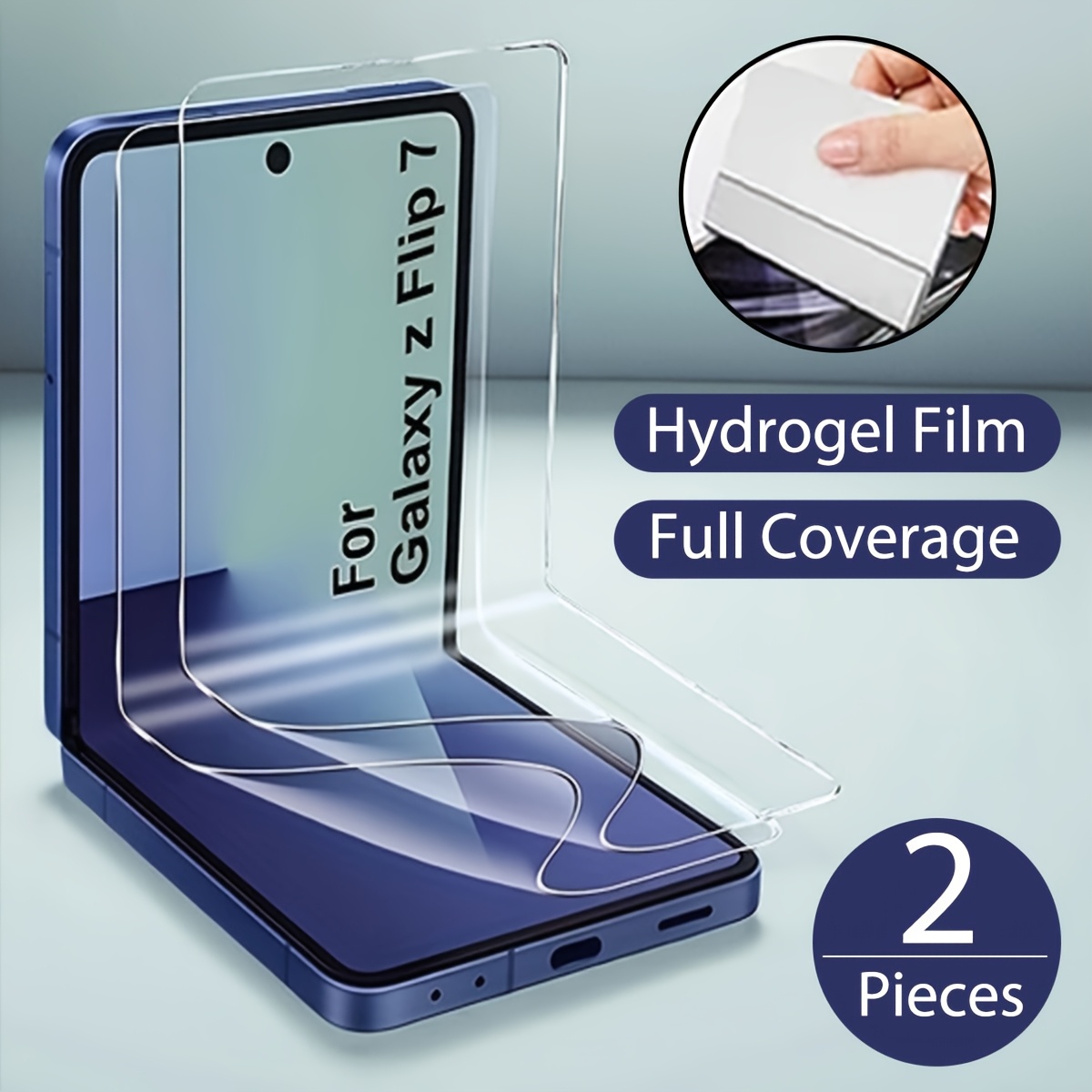 TEMU 2pcs Hydrogel Screen Protector For Galaxy Z Flip 7/ Z Flip 6/ Z Flip 5/ Z Flip 4/ Z Flip 3/ Z Flip 5g, Soft Tpu Protective Hydrogel Film [clear