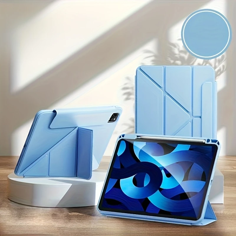 foldable lightweight acrylic case with auto sleep/wake, magnetic detachable ring & adjustable stand - detachable ring for ipad, tablets, smartphones - options, smartphone protection, modern accessory, durable details 3