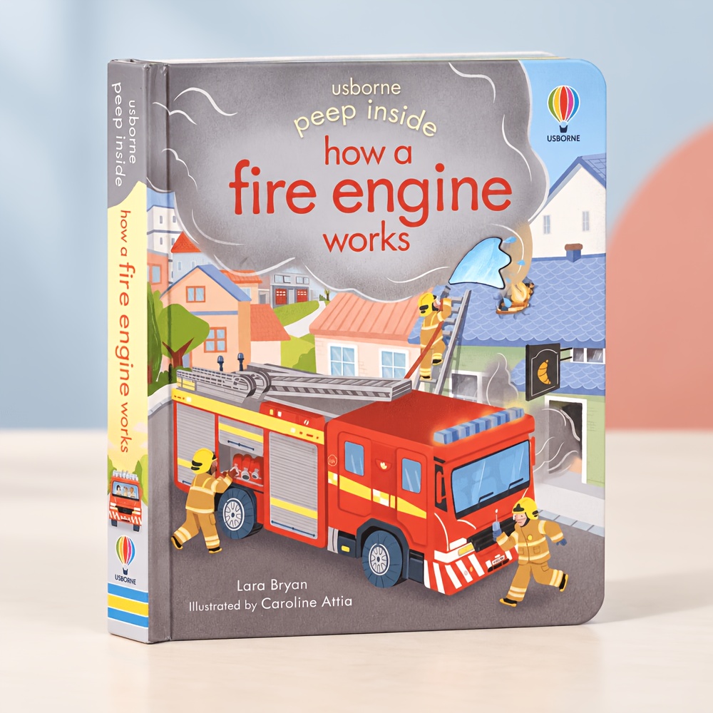 TEMU 1 Book English Lift-the-flap Fire & Firefighter Story Book With Interactive Flap Pages - Suitable For, Vocabulary Learning, Classroom , Rescue
