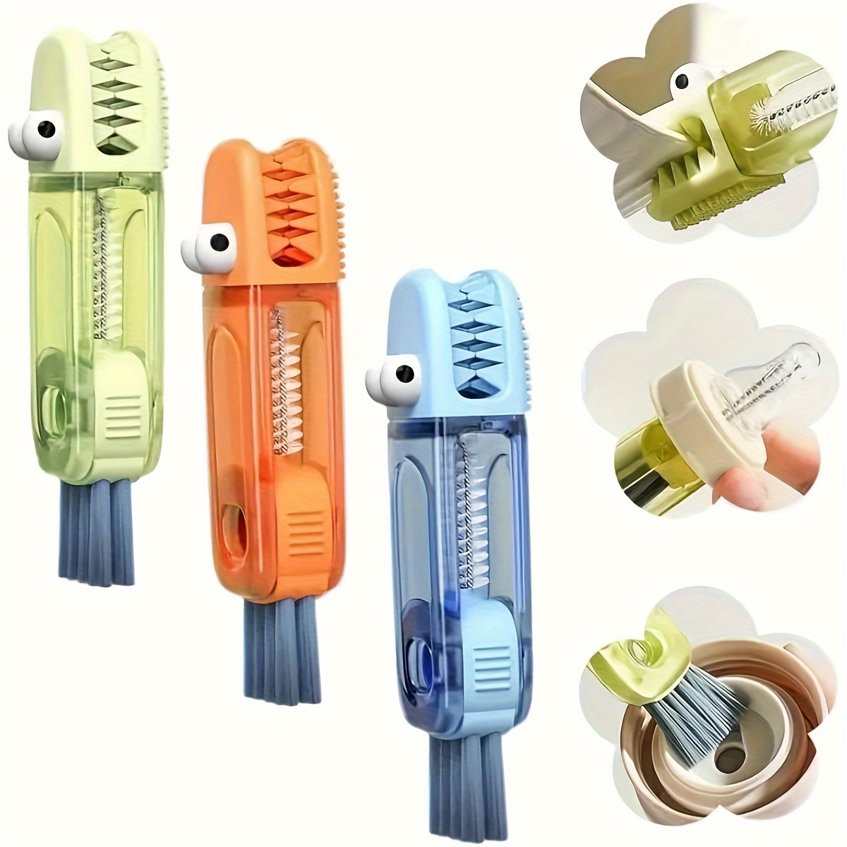 

3-in-1 Crocodile Cup Brush, Water Bottle Cleaning Brush, Crevice Brush, Portable Multifunctional Kitchen Cleaning Brush, Bottle Brush, Brush, Cup Lid Brush, Cleaning Supplies, Cleaning Tools