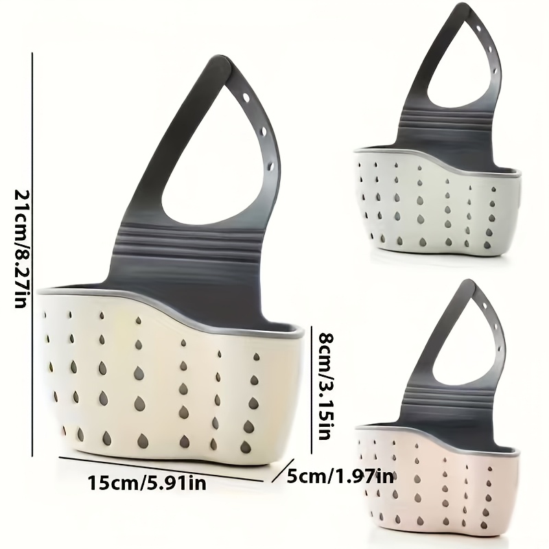 TEMU 2pcs Random Color Kitchen Thickened Double-layer Sink Hanging Bag - Durable Plastic Drainage Basket With Multiple Compartments, Space Saving