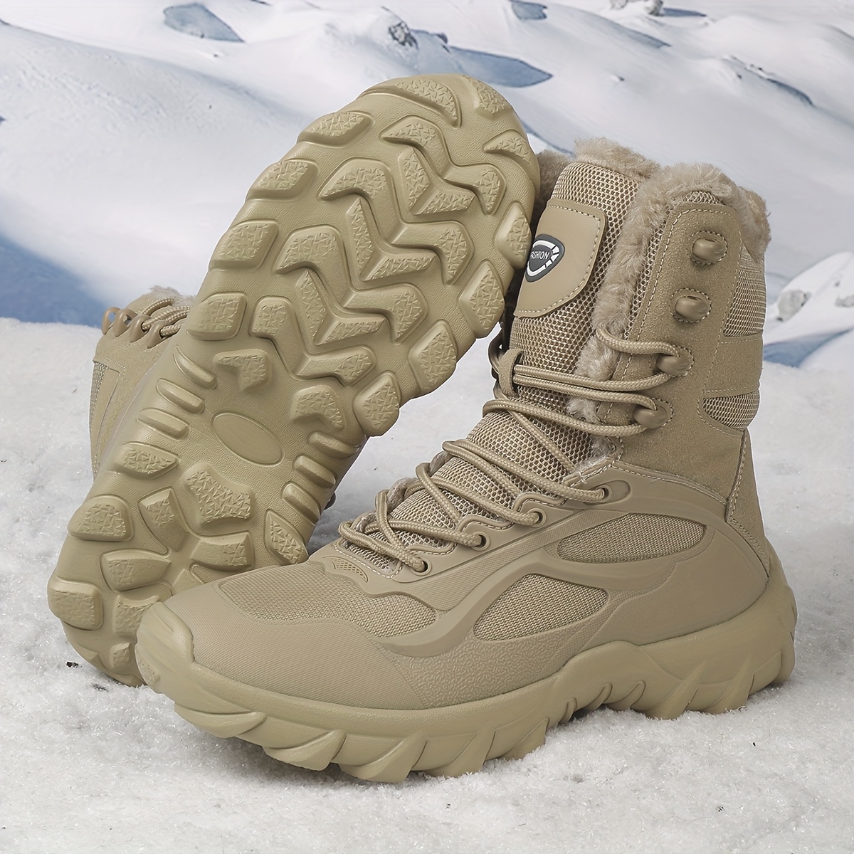 2489wjiarong winter plus size womens lined platform height increasing combat boots wear resistant and slip resistant outdoor boots warm hiking boots high top lace up   boots women shoes