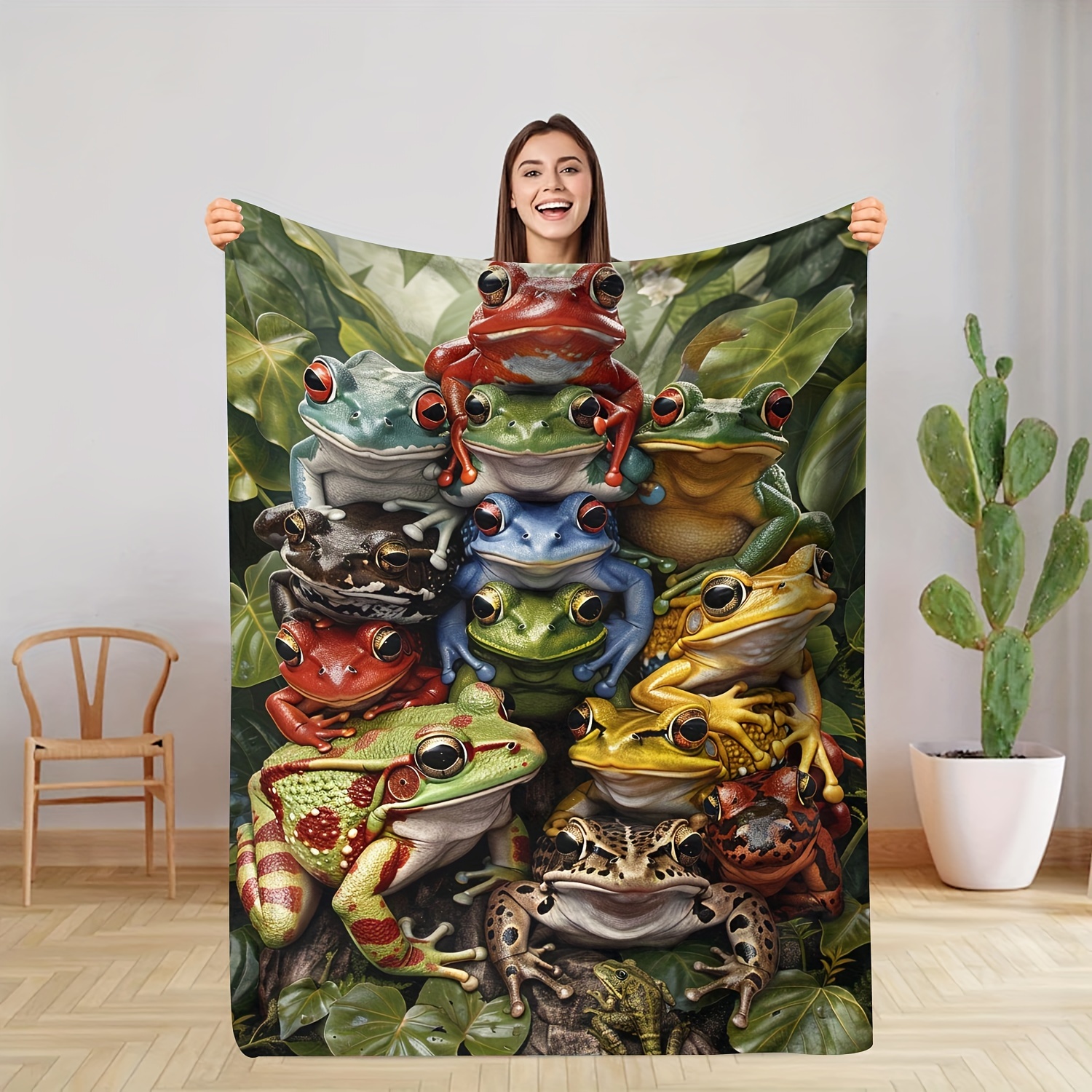 

Cozy Frog-themed Flannel Throw Blanket - Soft, Warm, And Perfect For Couch, Bed, Office, Or Travel - Ideal Gift For Friends