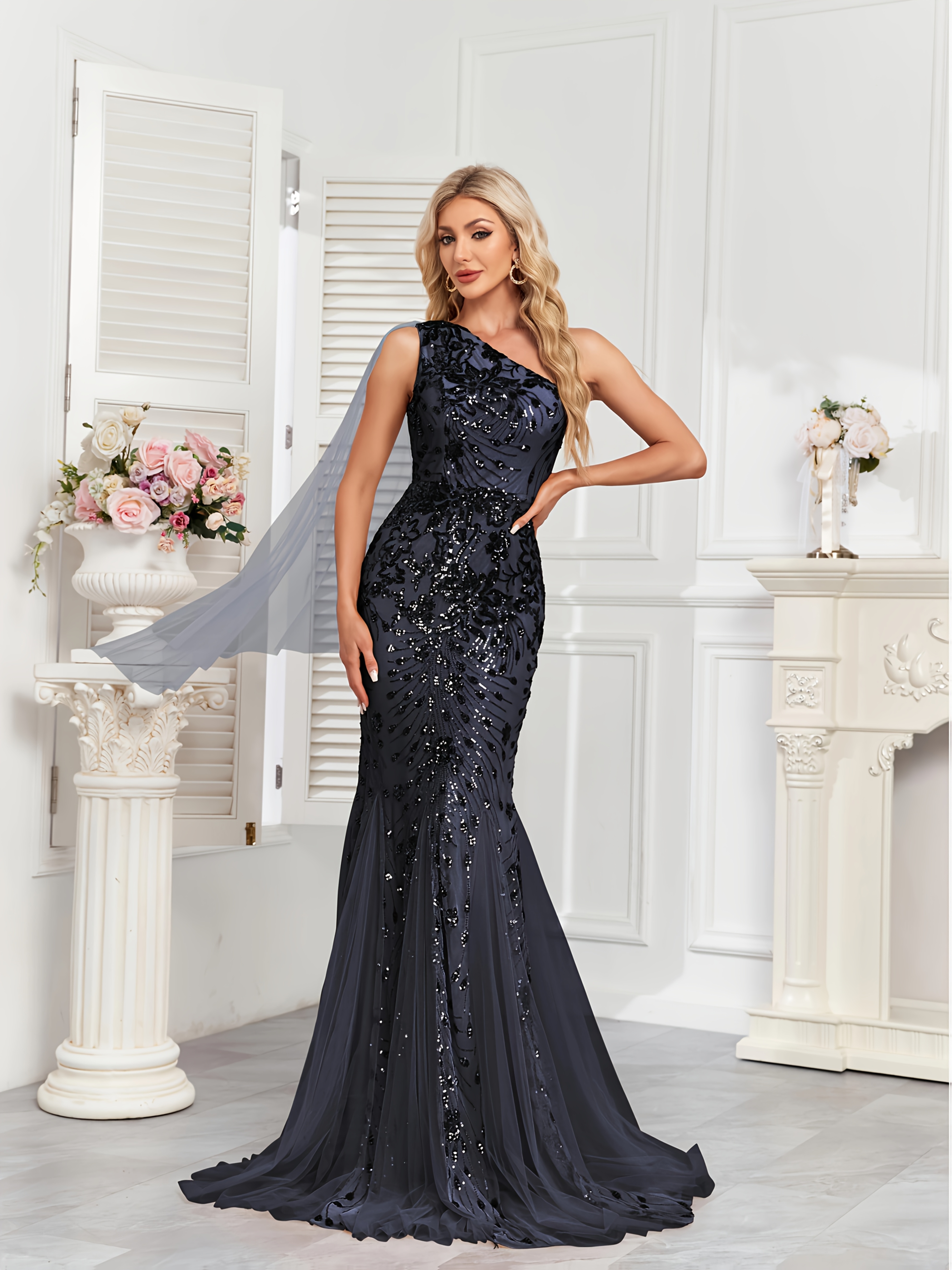 chinese dress ladies Lace Vintage Short Front Back Long Tail Evening Party Dress – HER SHOP main image 1