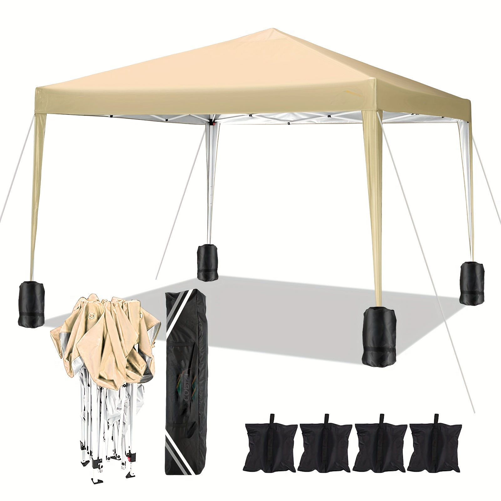 

10x10 Ez Pop Up Canopy Tent With 4 Sidewalls, Upf 50+ Waterproof Instant Portable Canopy With Air Vent, Outdoor Canopy Easy Up Gazebo Shelter For Commercial Sun Shade Garden And Beach