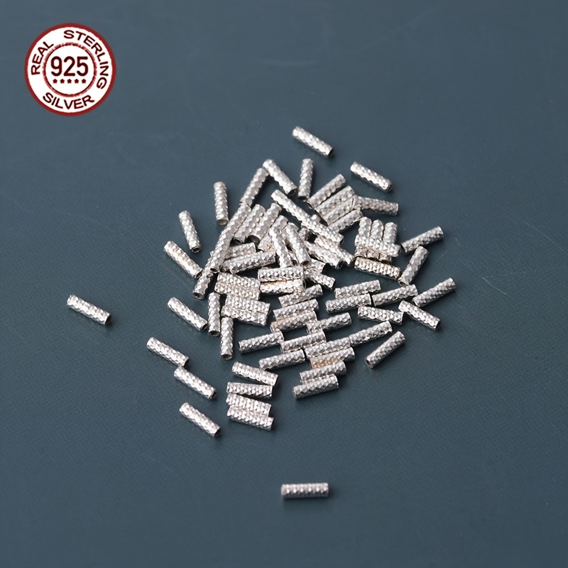 30pcs Pure Silver Round Tube Beads for DIY Jewellery Making