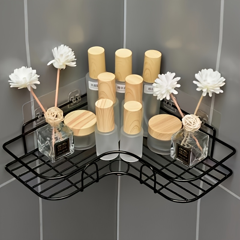 Rust-Resistant Corner Shower Rack - a Wall-Mounted Bathroom Organizer with Multiple Shelves for Shampoo, Conditioner, And Cosmetics, Featuring a Space-Saving Design And a Durable Black End, Suitable for Modern Bathrooms