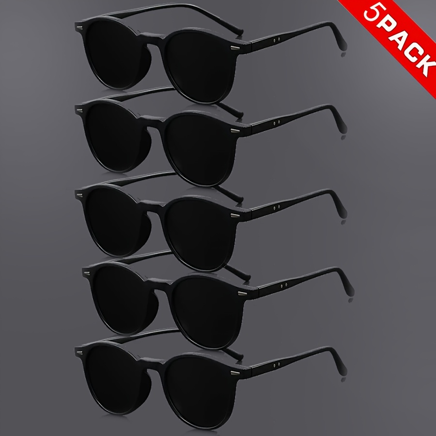 5pcs Trendy Vintage Round Fashion Glasses, Outdoor Casual Fashion Fashion Glasses With Mirrored Pc Lenses And Full-frame Polymer Frame, Unisex Fashion Fashion Glasses