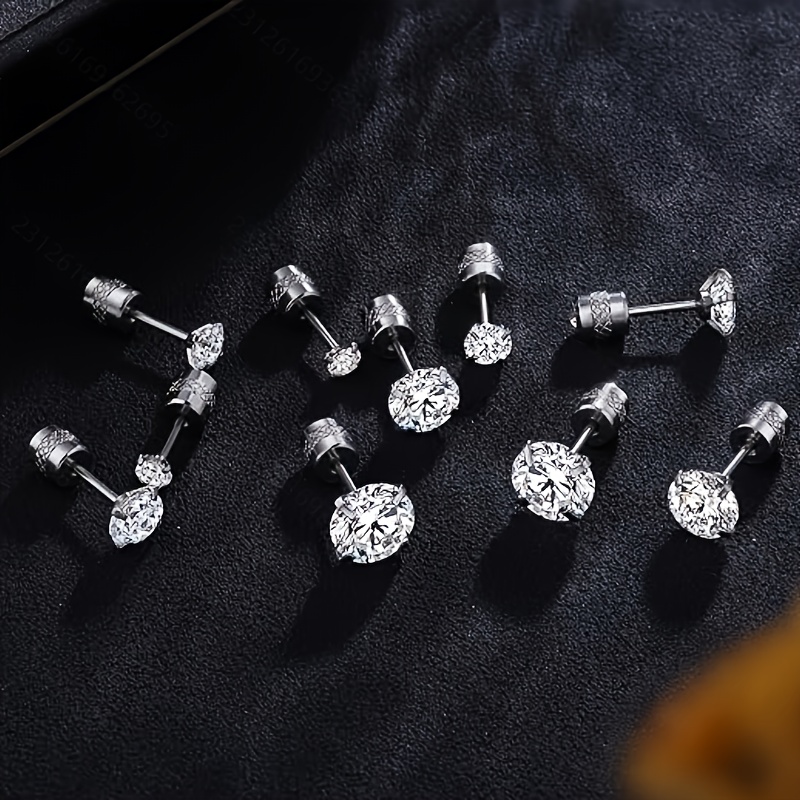 A Set 5 Pairs Earrings Made Hypoallergenic Cubic Zirconia