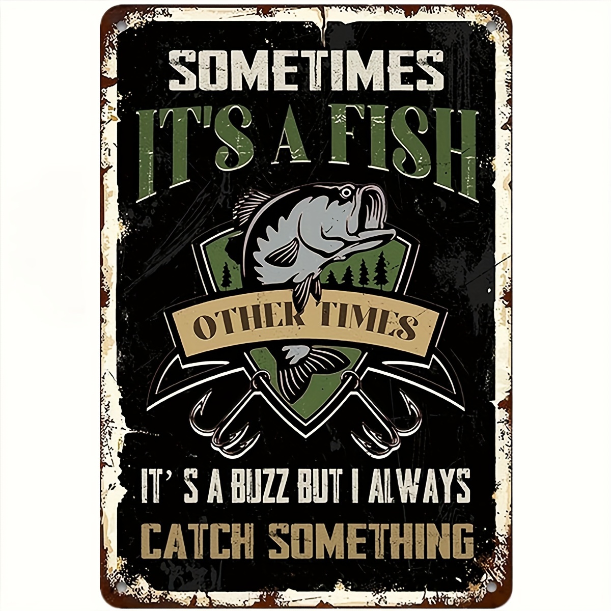 Fisherman Catch Lifeembossed Metal Signs Fun Fishing Wall - Temu