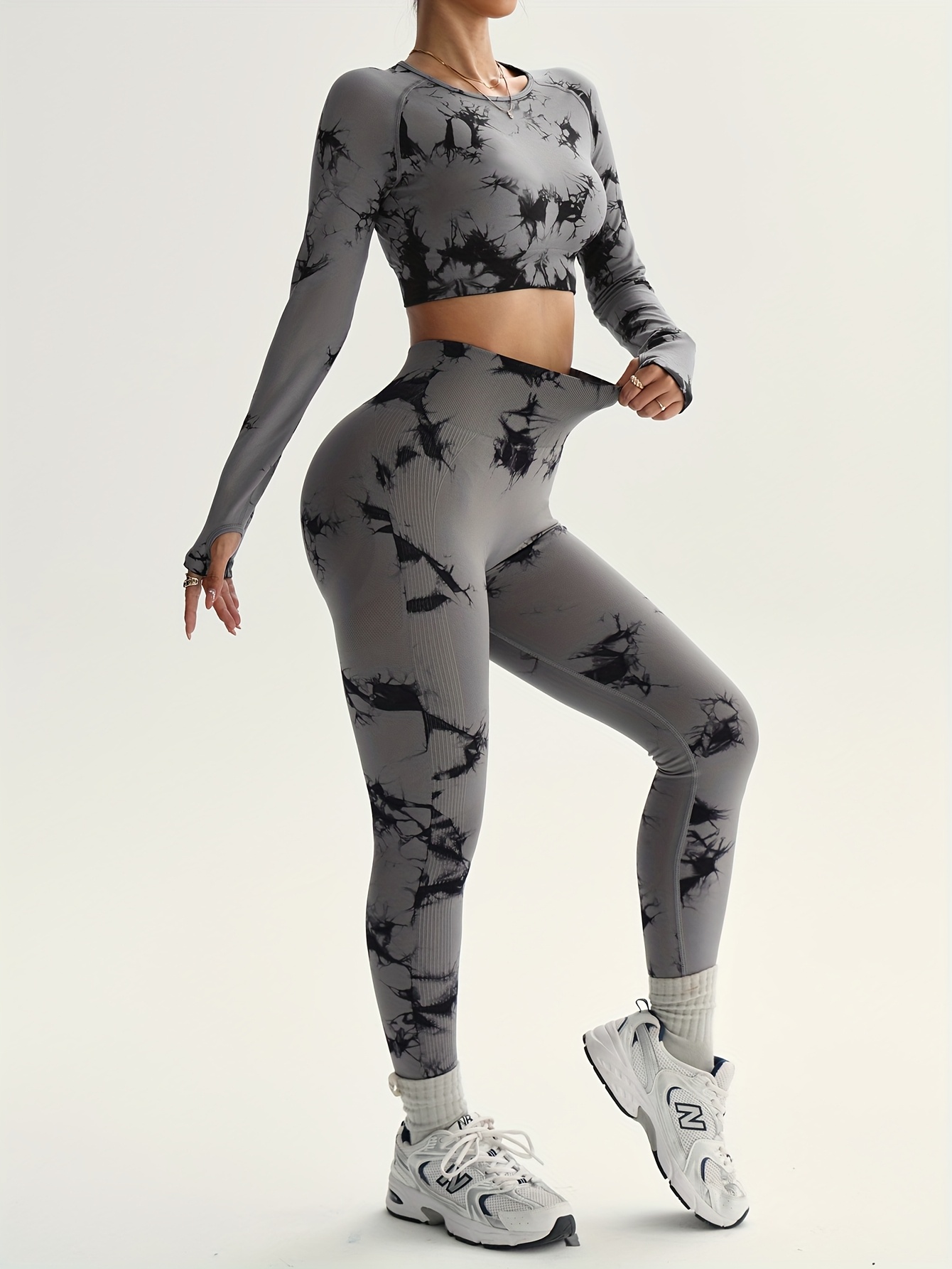 Women'S New Seamless Tie Dye Sports Pants with Leggings, Suitable for Waist Cinching, Belly Tightening, Hip Lifting, And Leg Shaping, Suitable for Outdoor Sports, Fitness, Running, And Yoga Wear, All Season Version