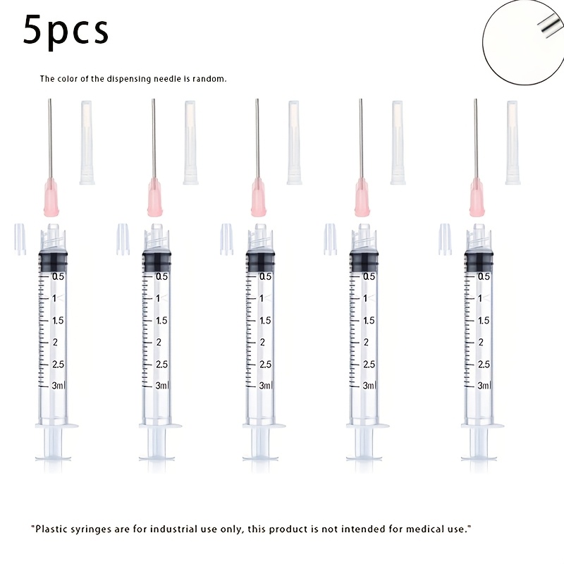1/5/10/15/20pcs Of 0.1-ounce Syringes For Pen Filling - For Laboratory Research, Feeding, Liquid Measurement, Hydroponics - , Random Flat Needle Color, Additions. Making And Holiday Gifts