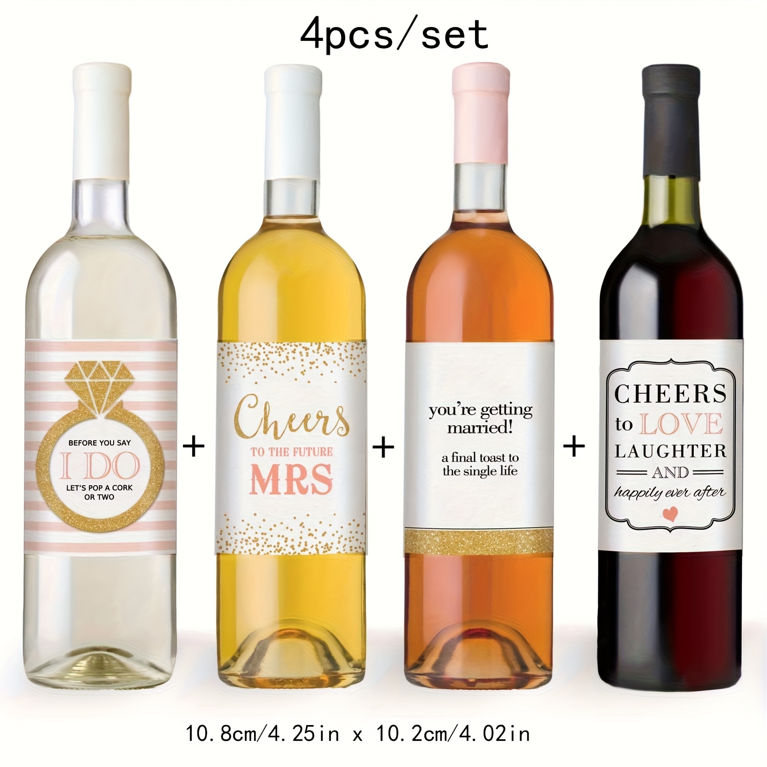 4pcs/set Wedding Party Engagement Celebration Gift, Bachelorette, 4pcs Wine Bottle Labels