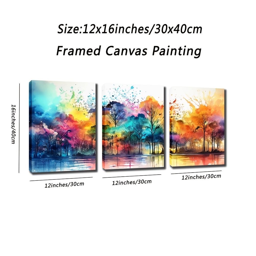 TEMU 3 Art Paintings With Frames Canvas Paintings Vintage Oil Paintings Suitable For Contemporary Home Office Decoration 12 × 16 Inches And 16 × 24