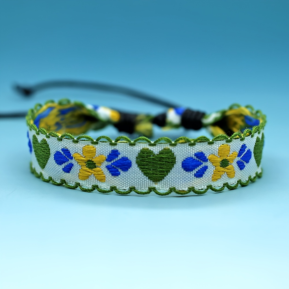 5pc Bohemian Chic Hand-woven Knitted Jacquard Charm Bracelet Set