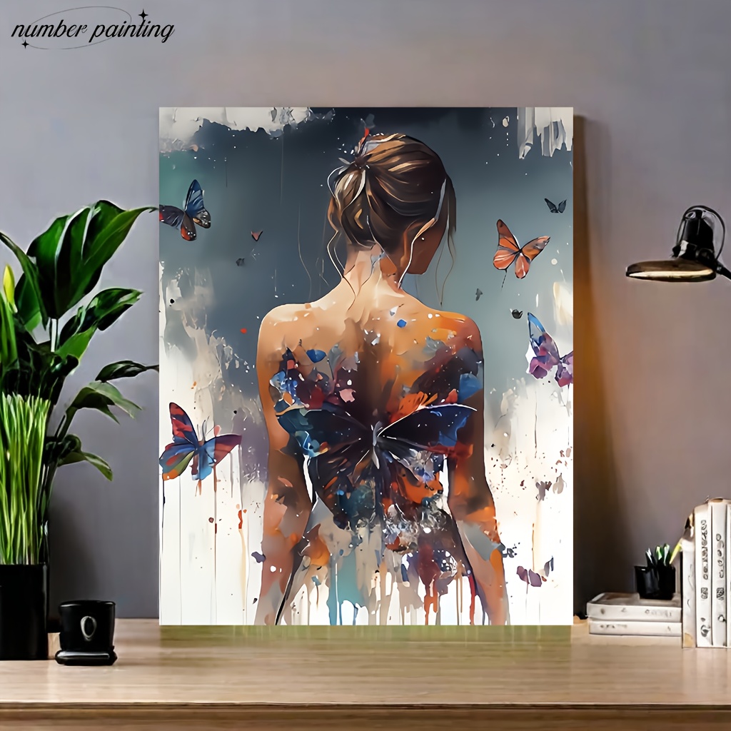 

paint By Numbers Kit - Woman's Back Design, 19.7x15.7" Canvas, Vibrant Acrylic Paints & Brushes Included (frame Not)