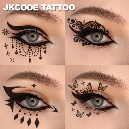 ramadan party eye shadow tattoo stickers 16 styles of eyeshadow set in y2k instagram style stickers colorful leaf mini flowers heart shaped moon and star pattern decorations for eyeliner and eyeshadow trendy party makeup tools decorative