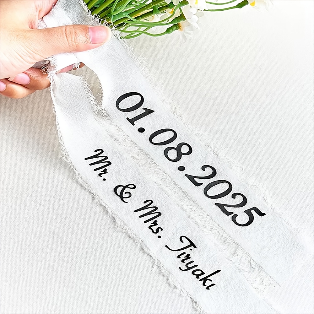 Image of Personalized Custom Name Date Bridal Shower Wedding Bride Future Mrs Floral Flower Bouquet Wrap Ribbon Decoration Keepsake Gift Bridesmaid Proposal Box Tag Graduation Class Of 2026 Floral Bow