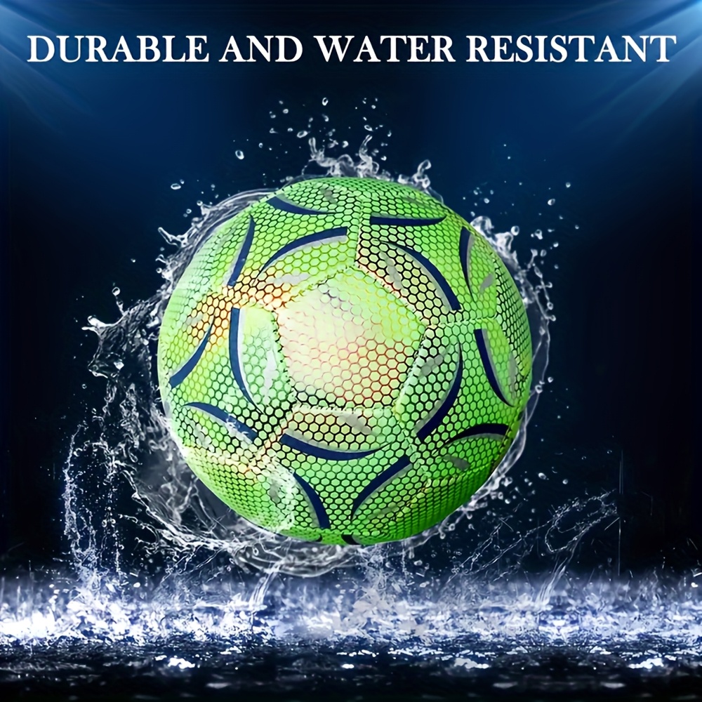 

1 & Water-resistant Size 5 Soccer Ball, Green With Golden Accents - Anti-slip, -the-dark Football For Night Training, Indoor & Outdoor , Indoor Football|glowindark Design| Pu Material