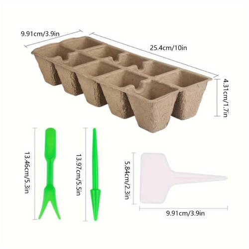 120 Cells Peat Pots Seed Starter Trays, 12 Packs Seedling Pots Germination Trays, Plant Starter Kit With 10pcs Plant Labels And 2 Tools Plant Trays For Pots Seedling Tray