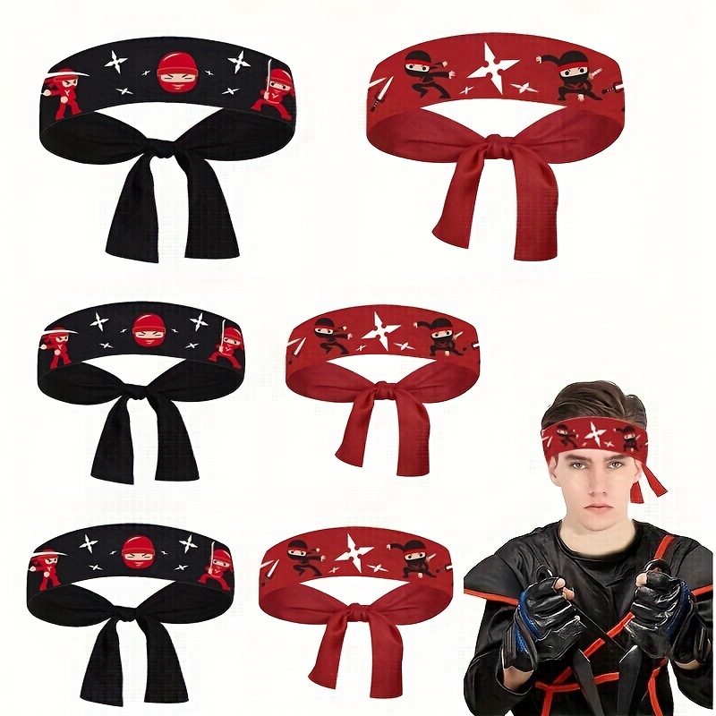 TEMU 6pcs Headbands - Master Theme Party Decorations With Symbols, Red - For Birthday Party, Halloween, Christmas, Costume Events - Durable Plastic