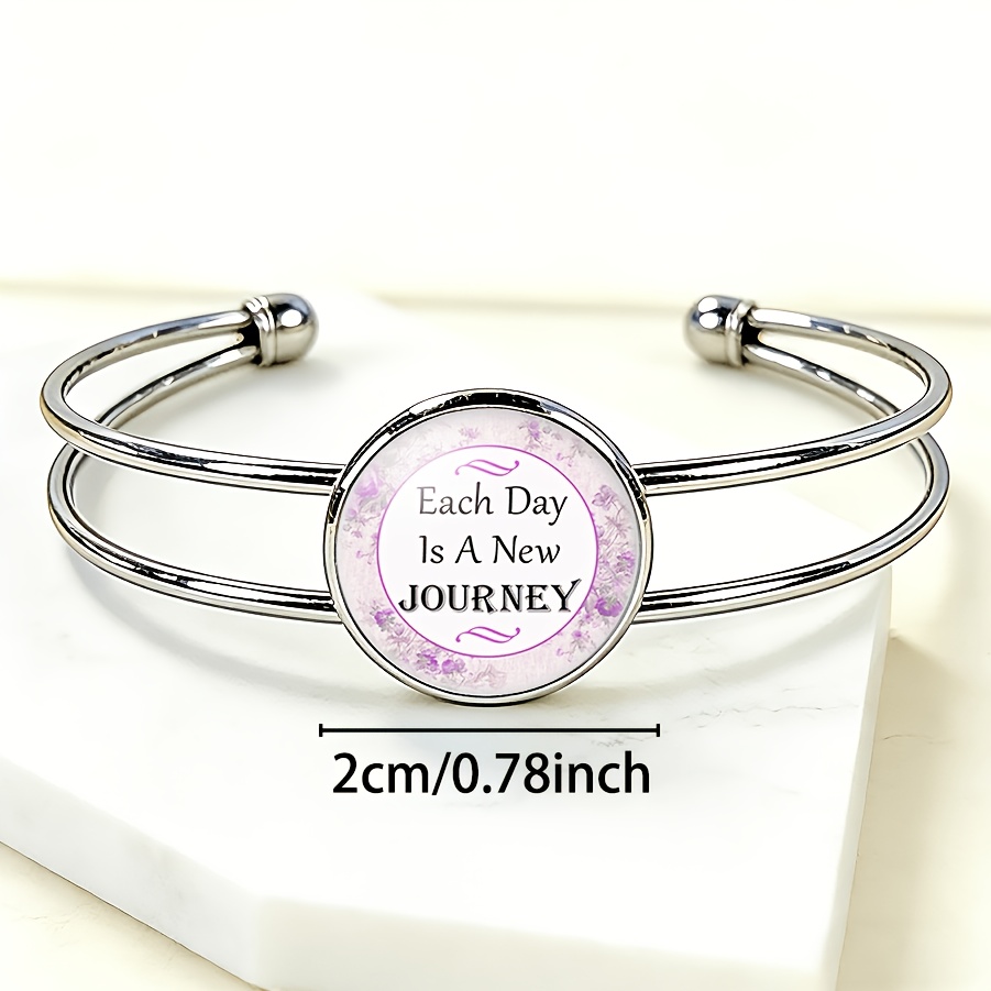 Women's Adjustable Open Bangle Bracelet with Gemstone Inlay